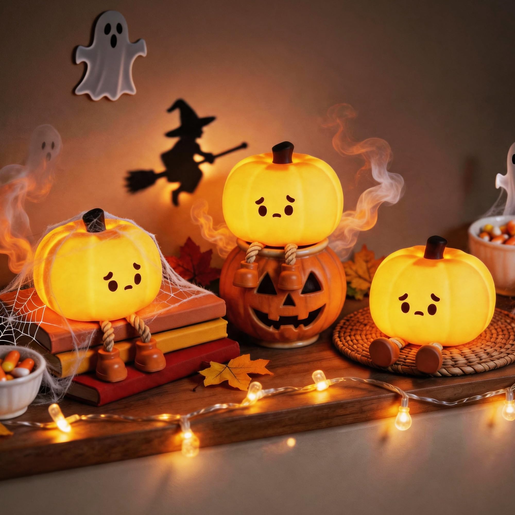 Cute Ghost Night Light – Rechargeable Dimmable Halloween Silicone Lamp with Tap Control for Bedroom & Nursery Decor