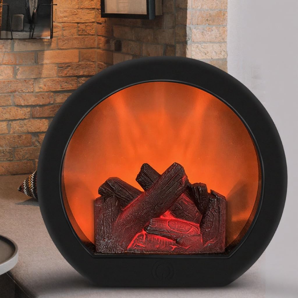 Fireplace Lanterns Decorative, Portable Vintage Electric Fireplace Lamp