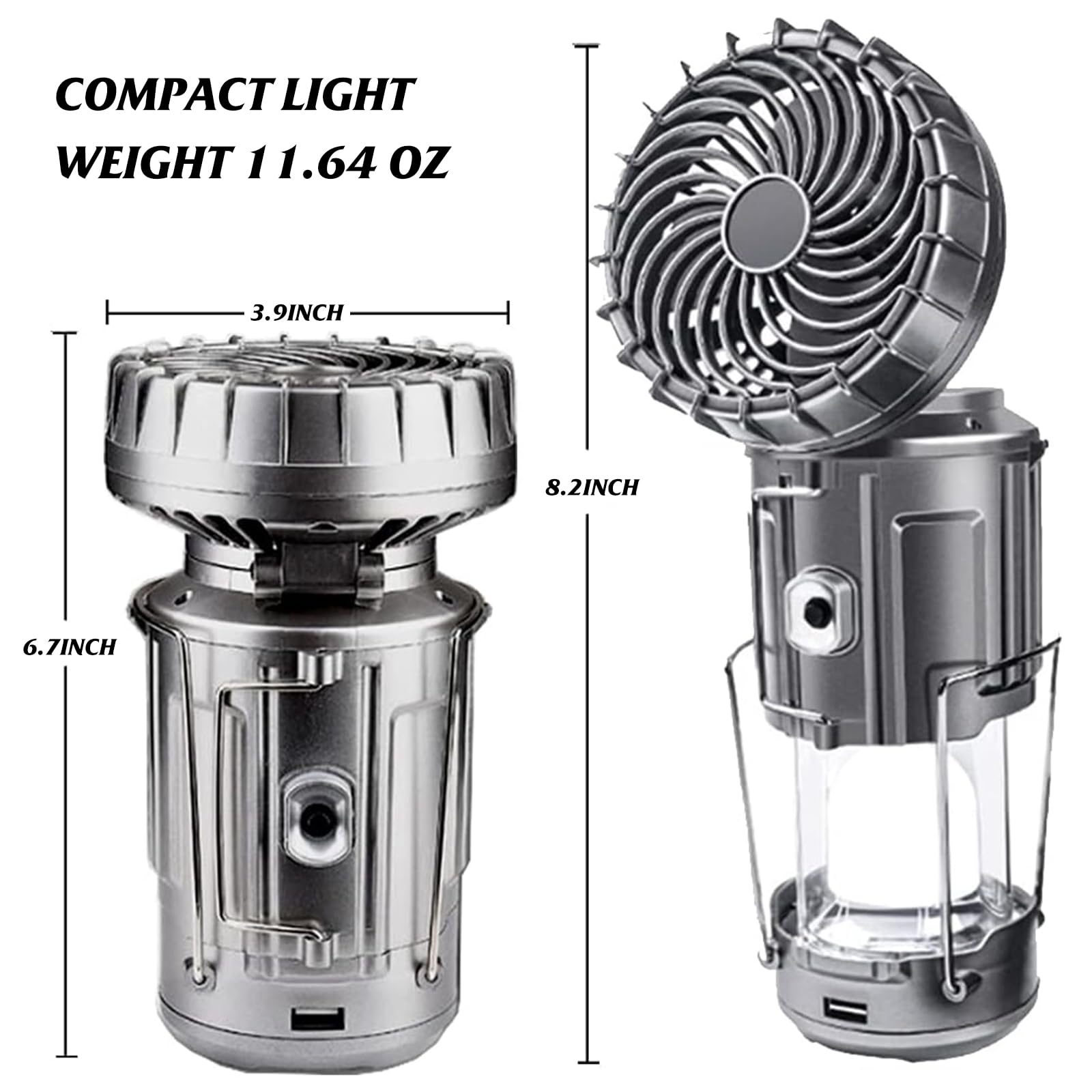 Solar Camping Lanterns with Fan – Rechargeable Emergency Tent Lights with 3 Power Sources for Camping, Power Outages & Outdoor Adventures