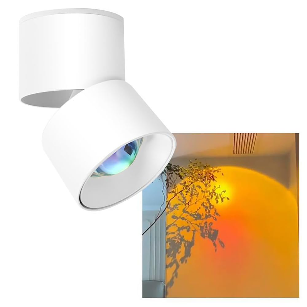 Sunset Ceiling Spotlight – 10W LED Adjustable Mood Lamp for Bedroom, Indoor Picture Lighting & Rotating Accent Decor