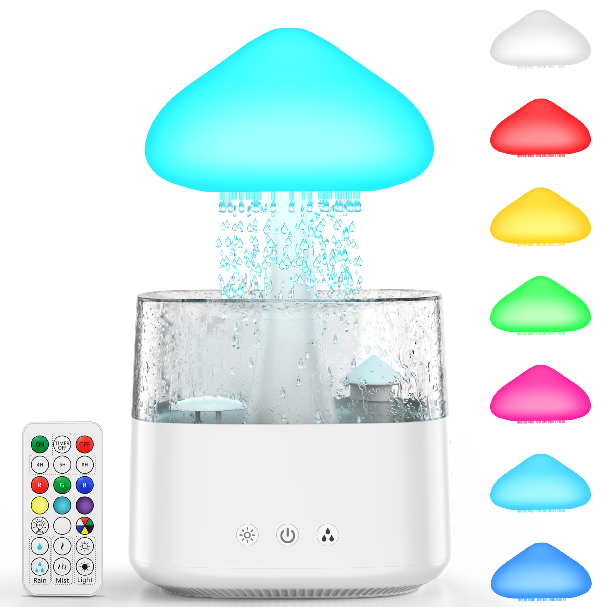 Rain Cloud Humidifier – Bedroom Aromatherapy Diffuser with Remote, LED Night Light & Soothing Raindrop Sounds