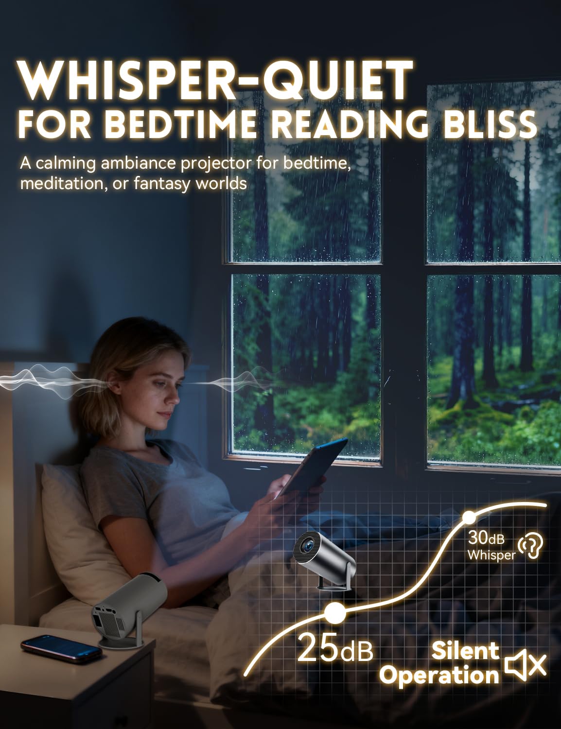 Smart Reading Projector – 210° Rotating Mini Projector with WiFi & Bluetooth