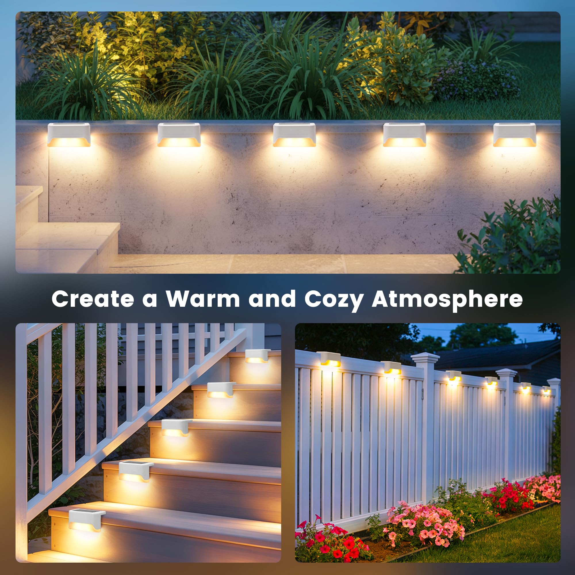 Solar Deck Lights – Waterproof RGB LED Fence & Step Lights for Outdoor Decor