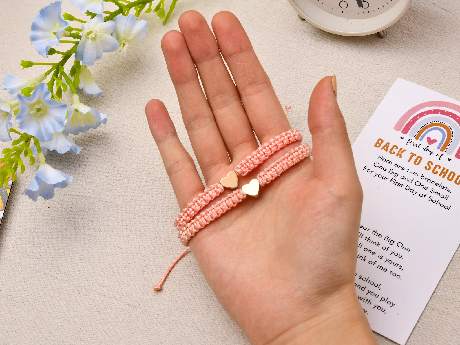 ⭐⭐Buy More Save More⭐⭐ - First Day of School Heart Bracelet, Mommy and Me Bracelet Set, Kindergarten Back to School Gift