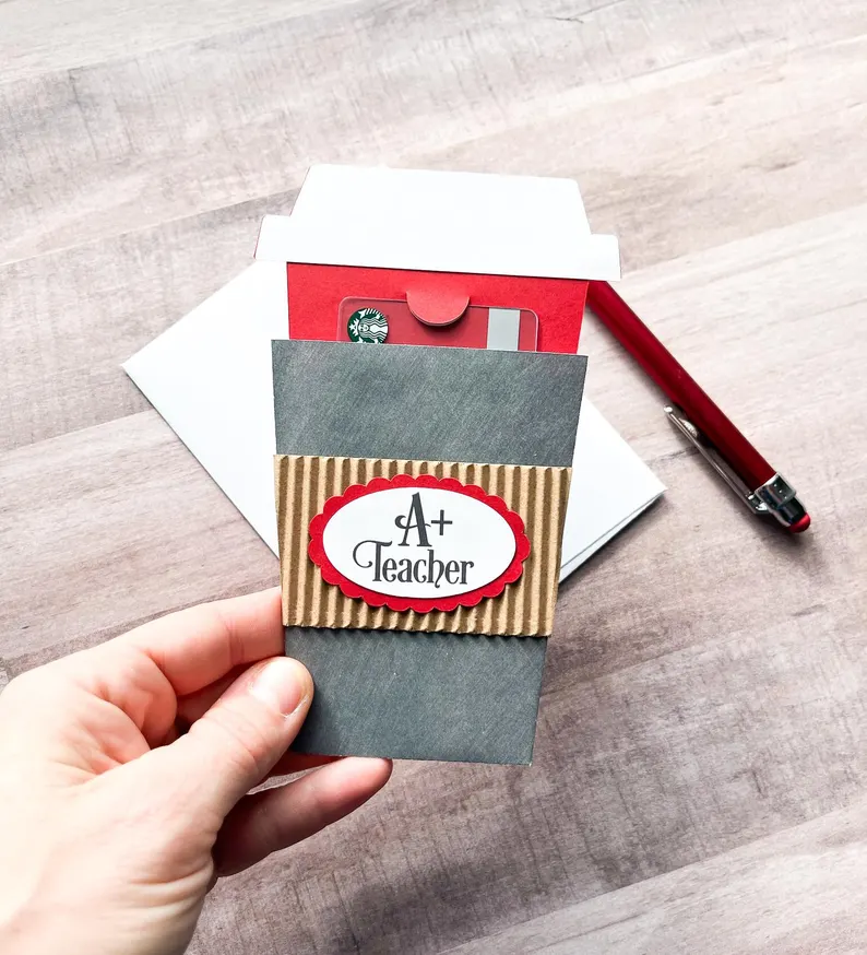 Back to School Gift Card Holder, Coffee Cup Gift Card Holder, First Day Of School Gift, Teacher Gift