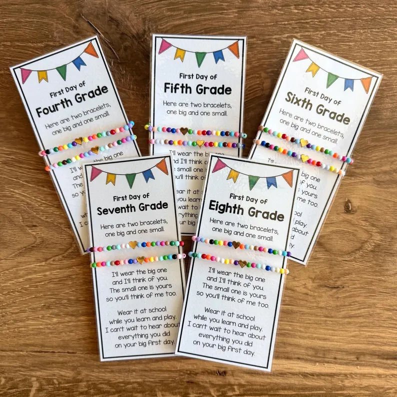 First Day of School Bracelets | Kids Keepsake Gift, Back to School Reminder