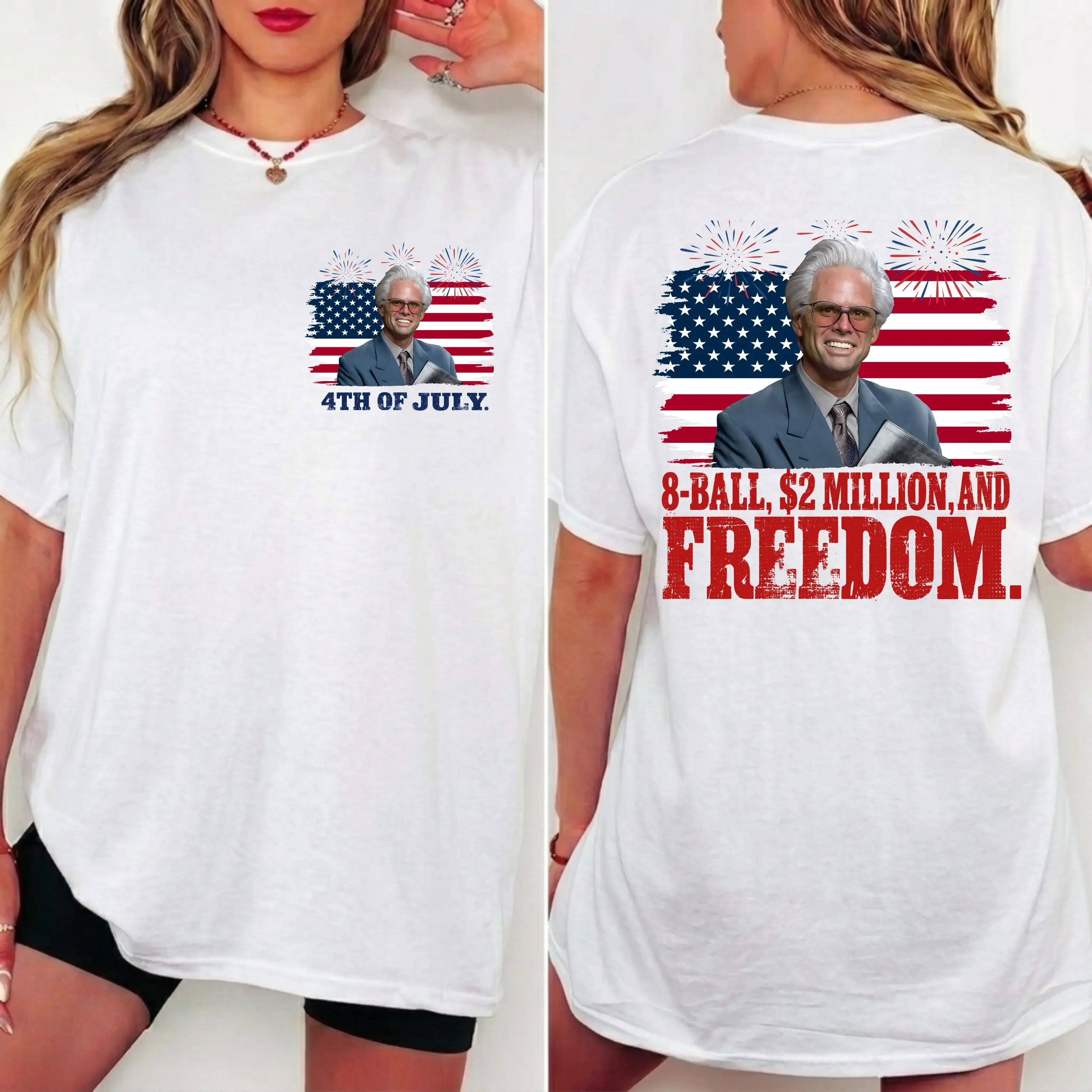 Baby Billy 4th of July 8-Ball And 2 Million Shirt Righteous Gemstones Patriotic USA Flag Tee Funny Party Tee