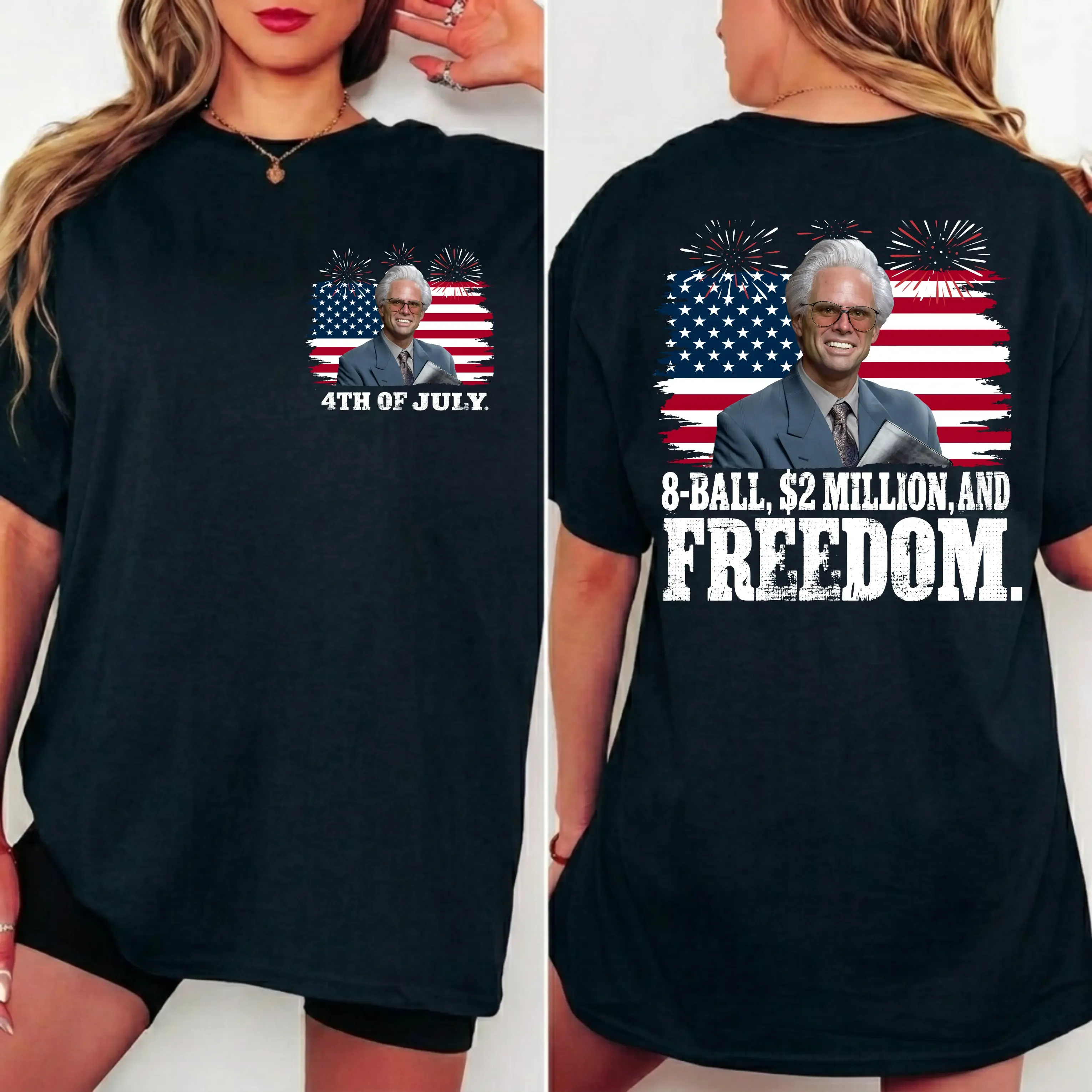 Baby Billy 4th of July 8-Ball And 2 Million Shirt Righteous Gemstones Patriotic USA Flag Tee Funny Party Tee