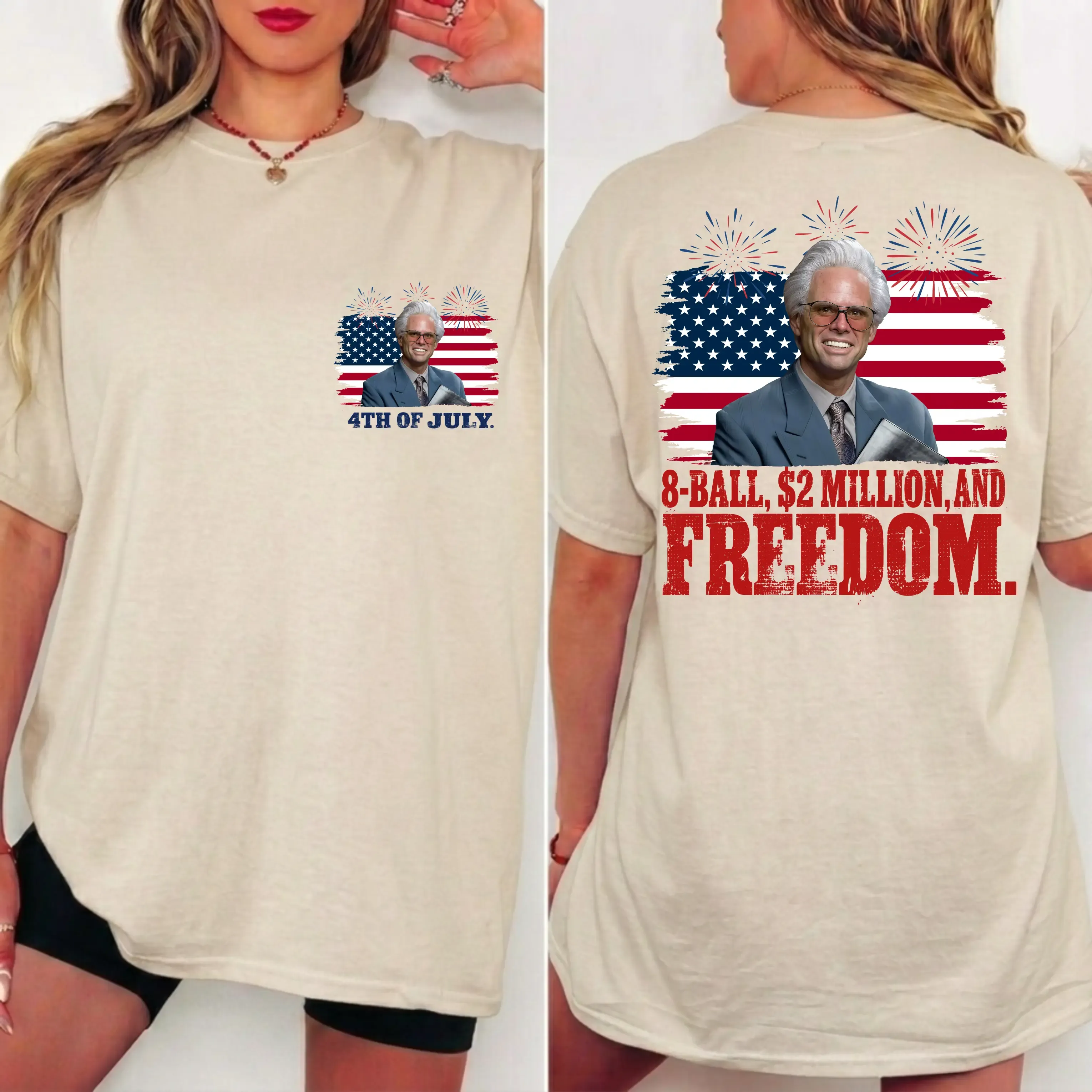 Baby Billy 4th of July 8-Ball And 2 Million Shirt Righteous Gemstones Patriotic USA Flag Tee Funny Party Tee