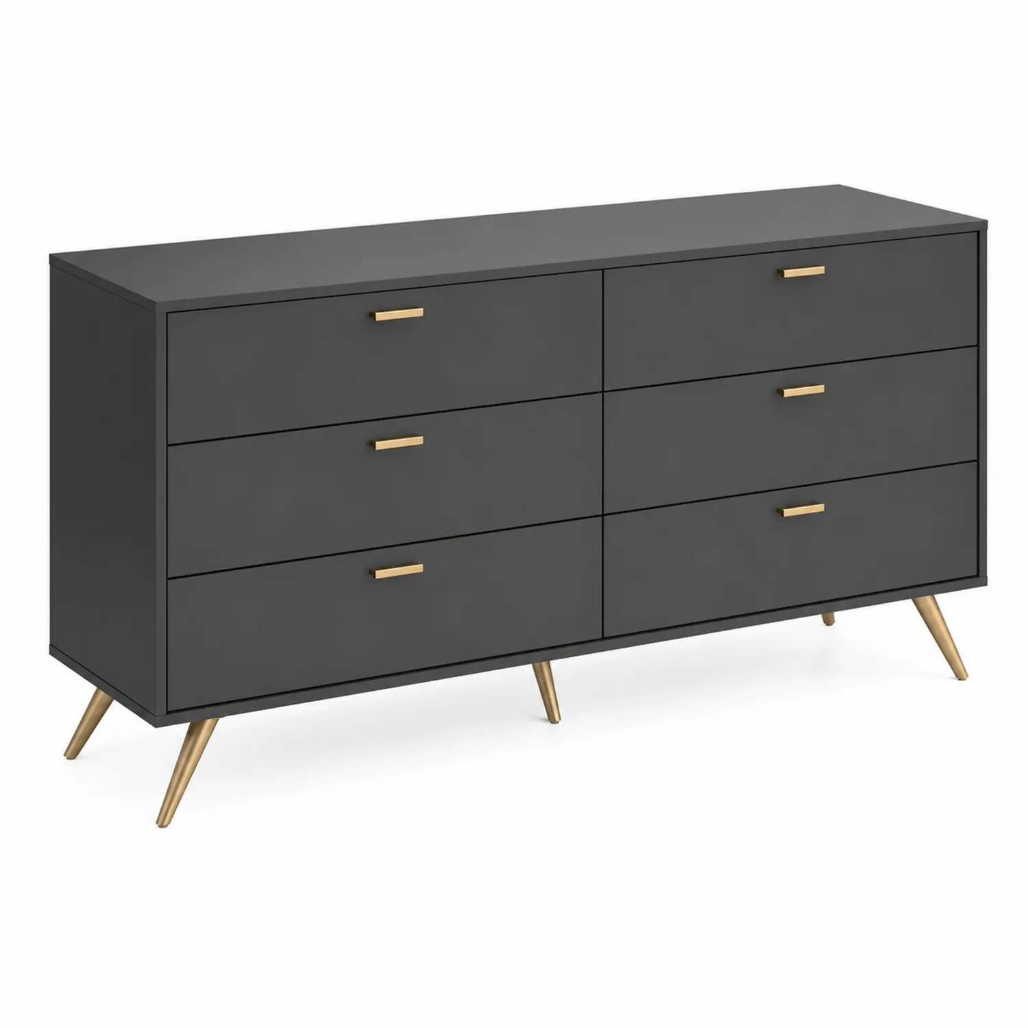 Komoda z MDF z Sześcioma Szufladami, Czarna