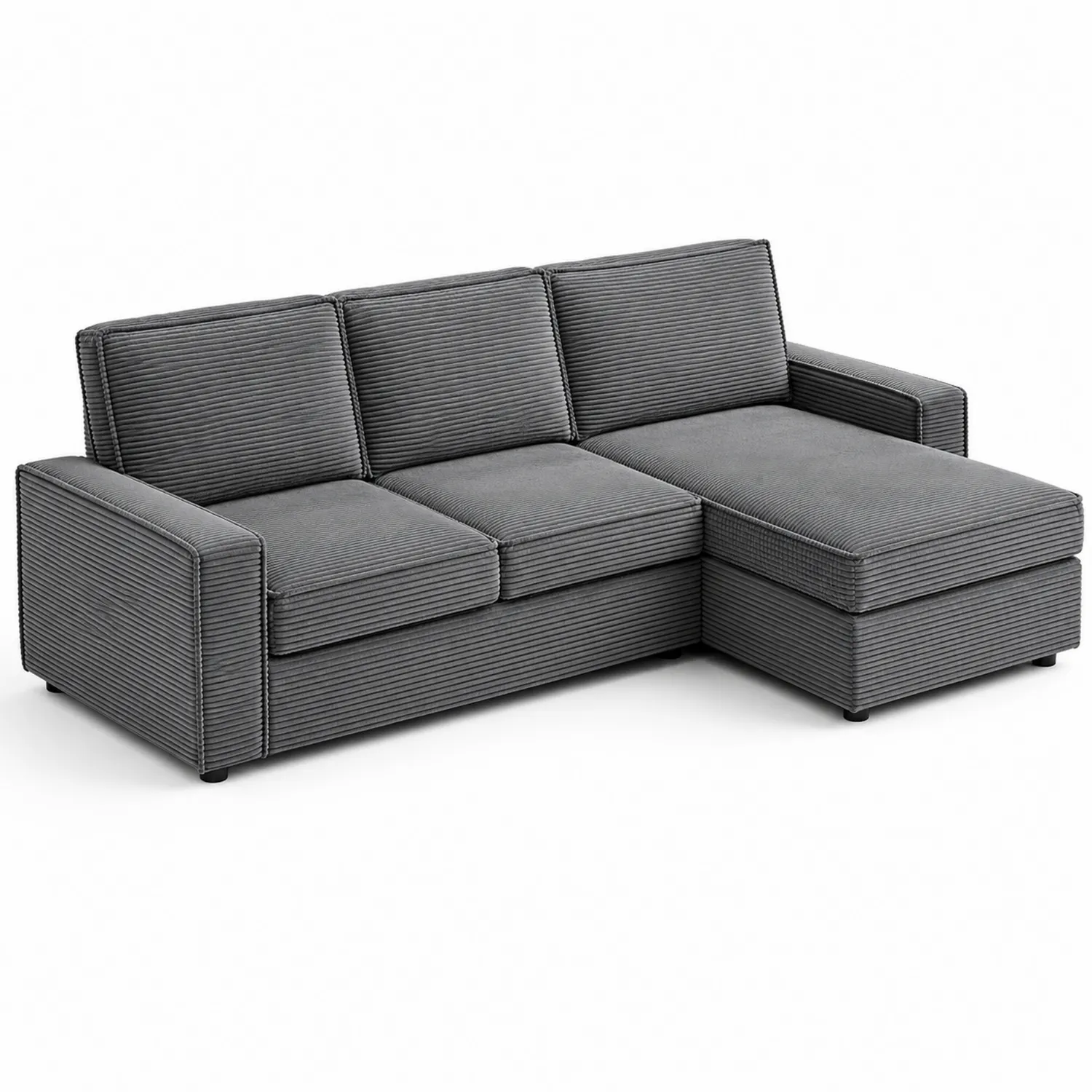 Sofa narożna z leżanką, szary sztruks