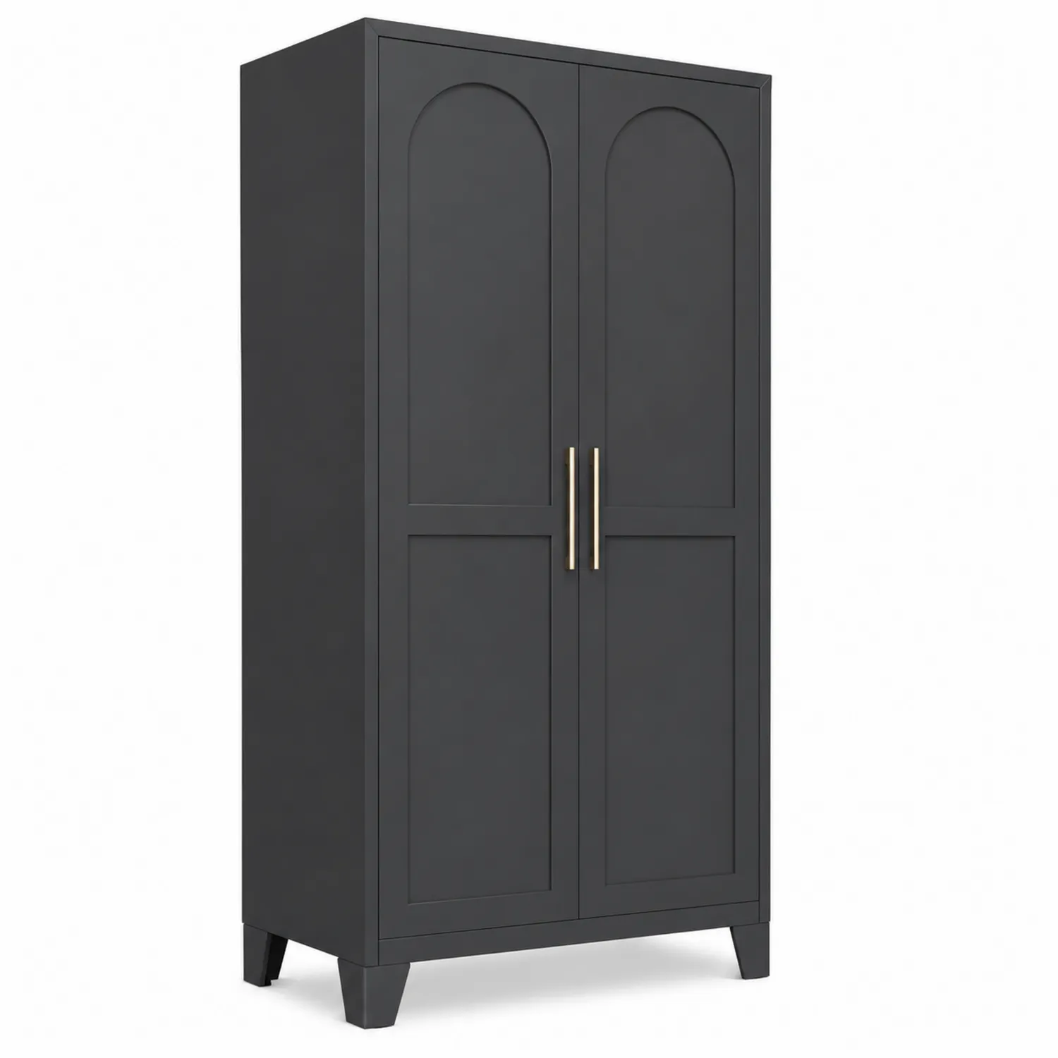 Szafa czarna z MDF z uchwytami z metalu 180x90x40 cm
