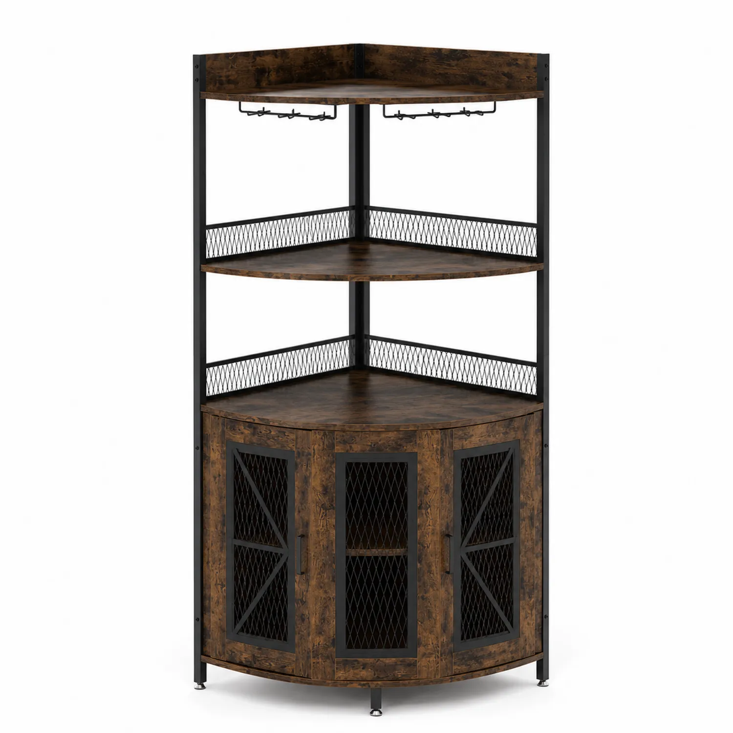 Regał narożny kuchenny 3 półki metal/drewno 160x60x40 cm