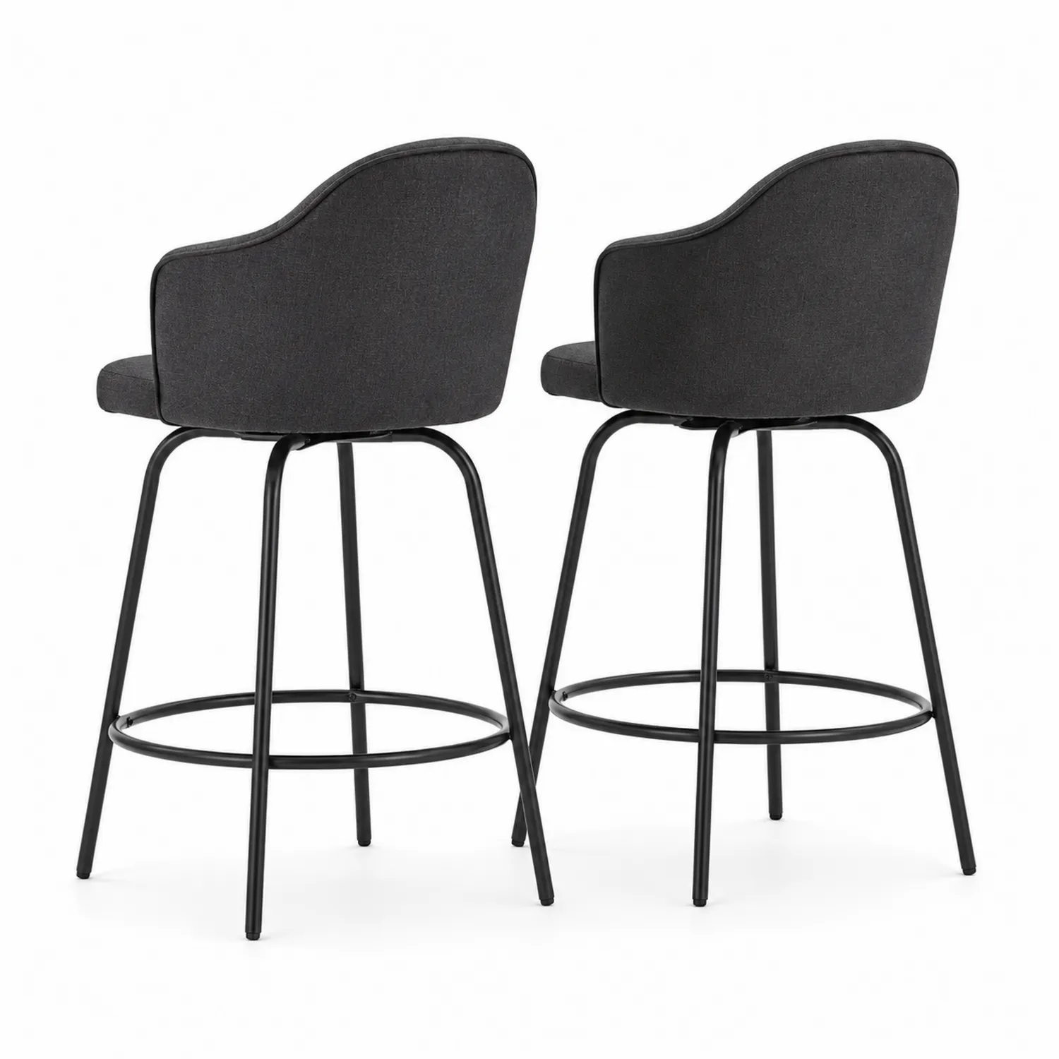 Zestaw 2 hokerów z tkaniny antracyt, stal, 65 cm