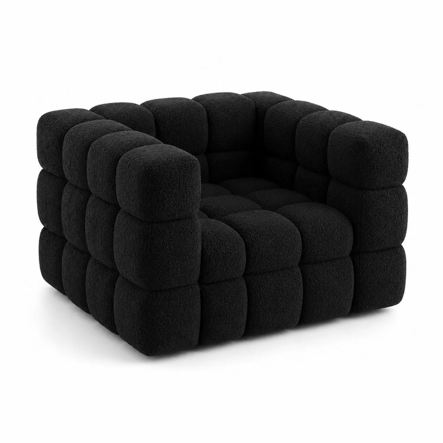 Fotel czarny z pluszu syntetycznego 100x100x70 cm