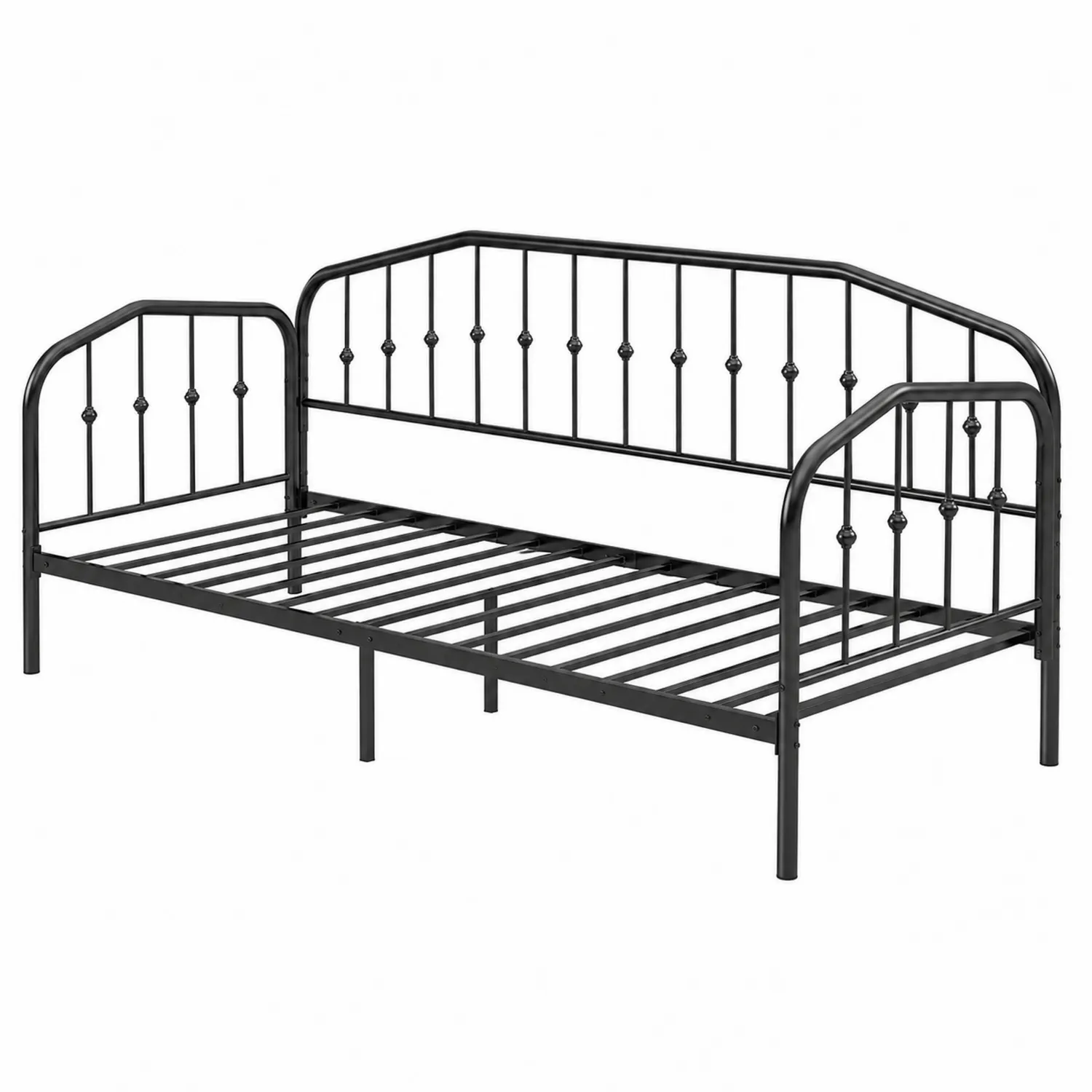 Metalowe łóżko dzienne stalowe czarne 200x90 cm