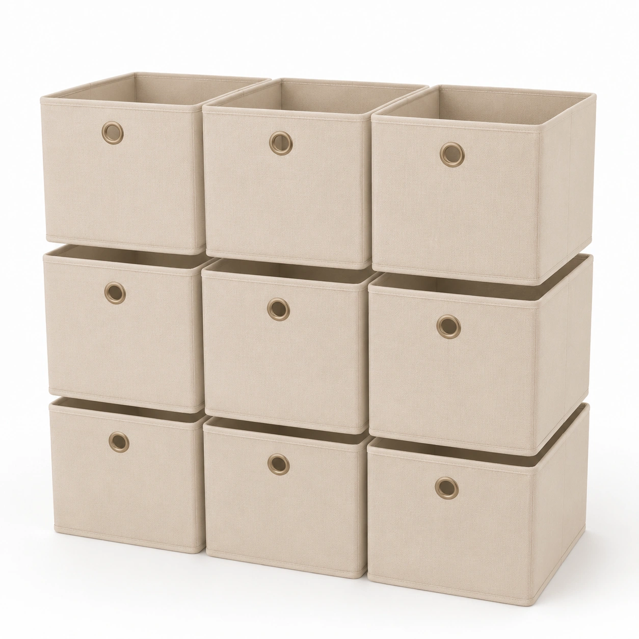 Set de 9 cajas organizadoras plegables beige-HeimoraLiving