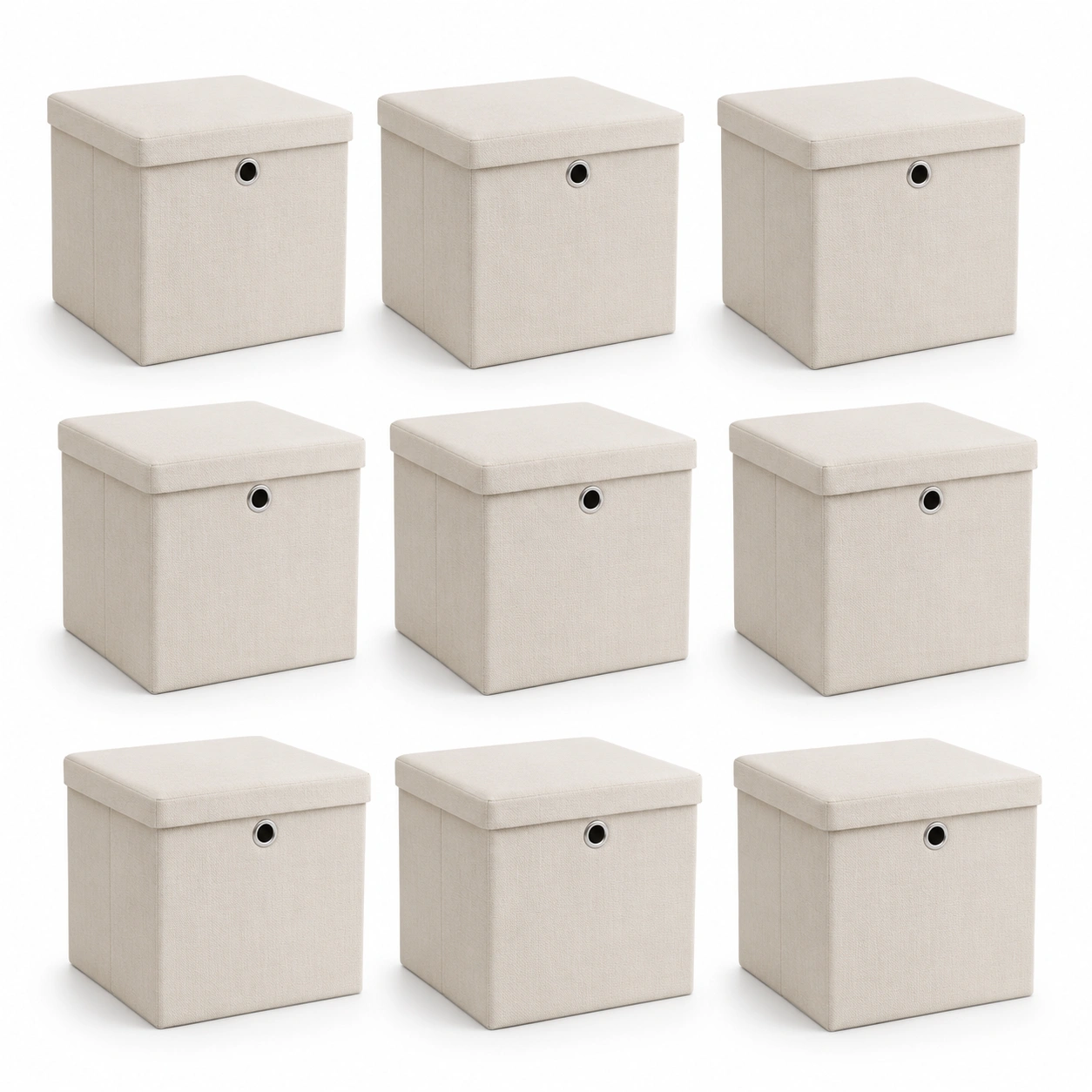 Set de 9 cajas de almacenamiento con tapa beige-HeimoraLiving