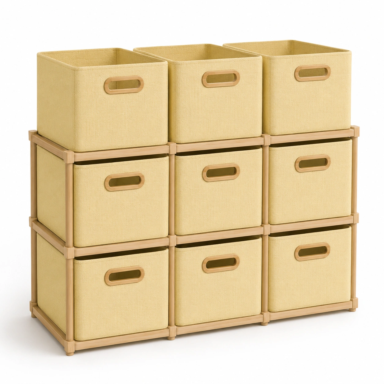 Juego de 9 cajas organizadoras con estanteria-HeimoraLiving
