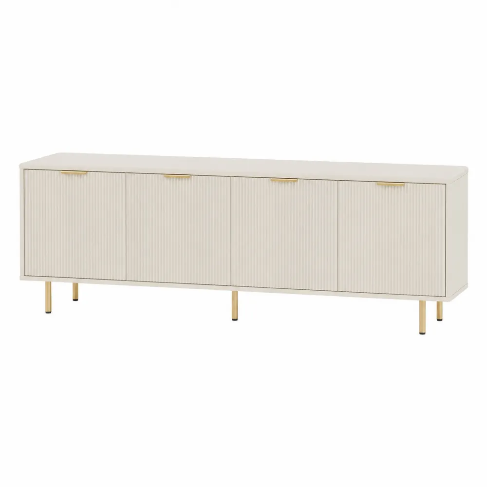 Szafka RTV z Drewna Inżynieryjnego w kolorze Kremowym z Metalowymi Nóżkami 180 x 40 x 55 cm