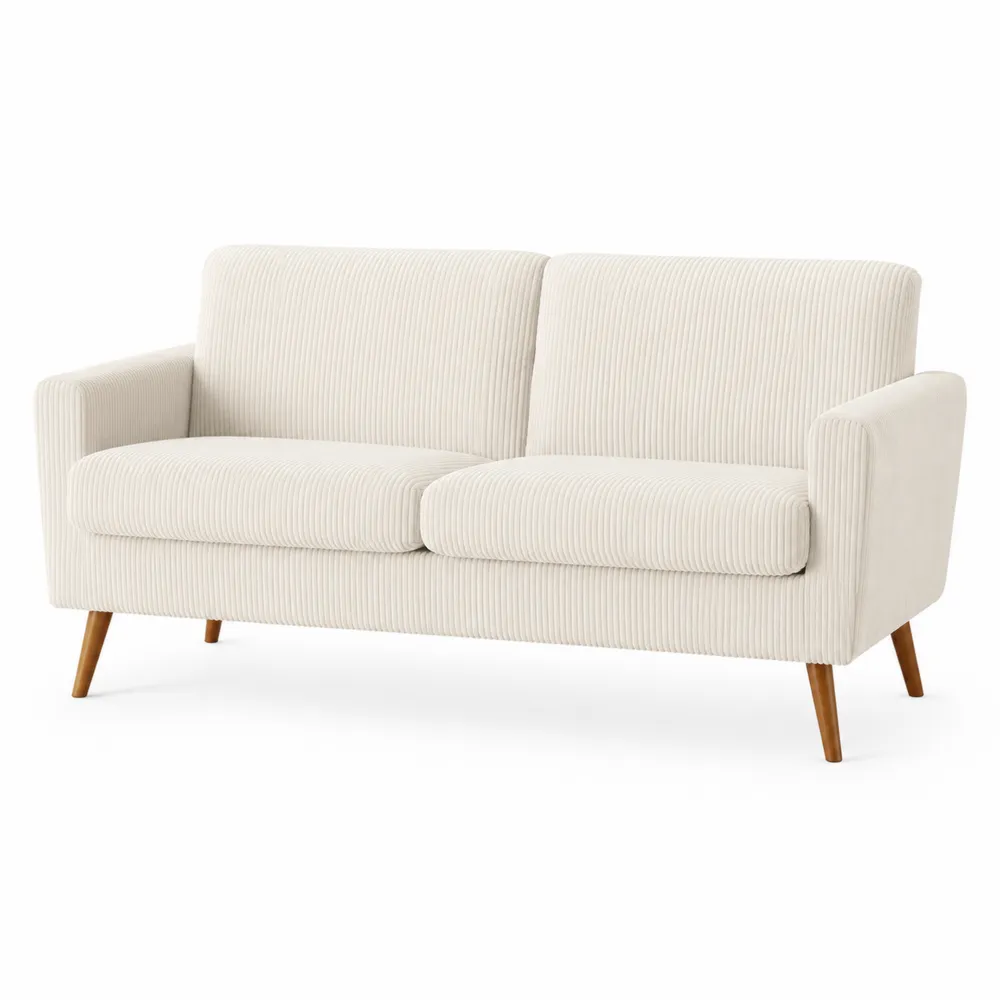 Sofa dwuosobowa sztruksowa beżowa 150 cm