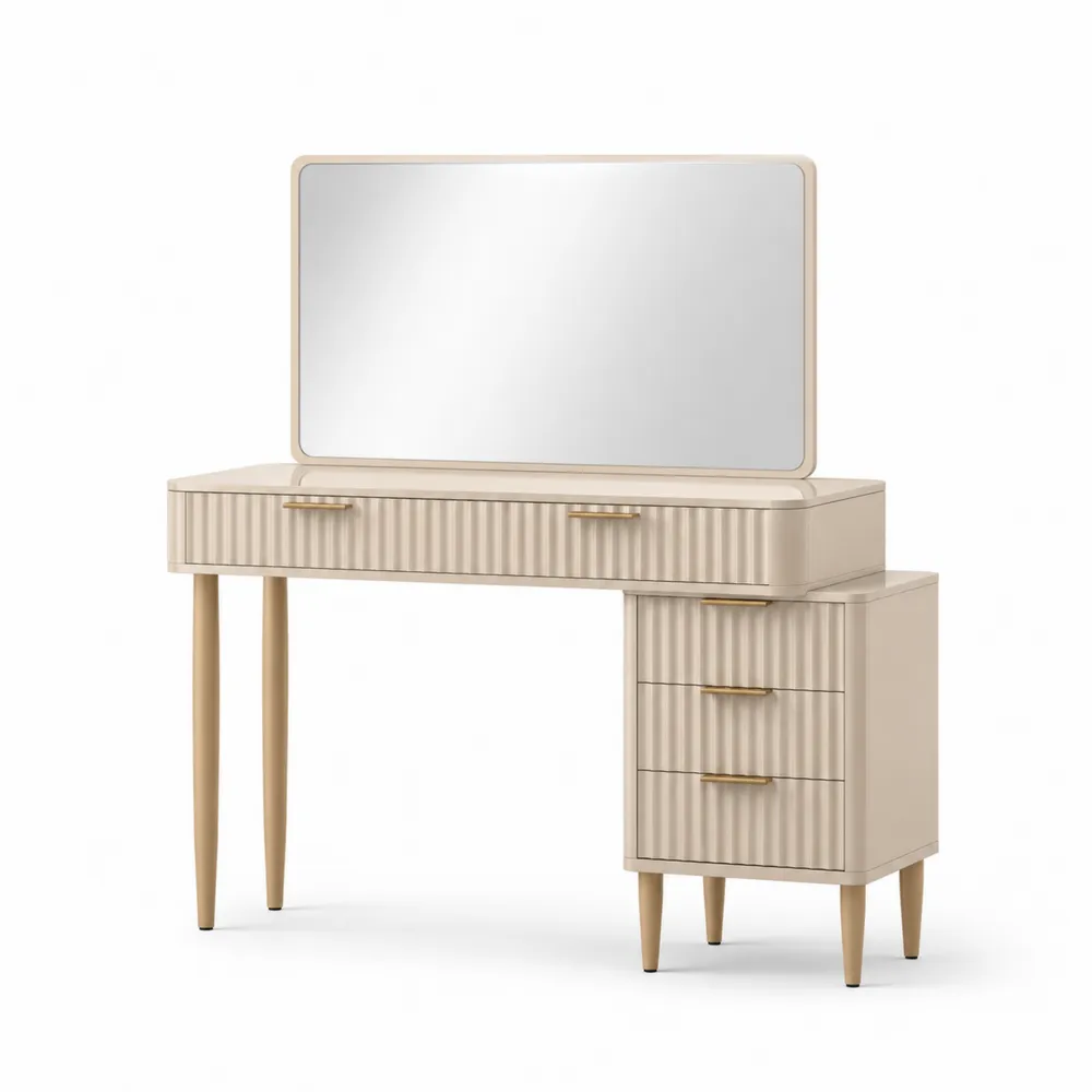Toaletka z lustrem MDF Beżowy 120x40x140 cm