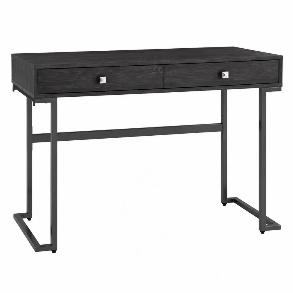 Czarne biurko z drewna i metalu, 120x50x75 cm