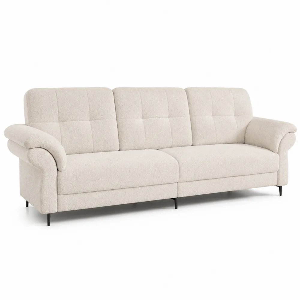 Sofa trzyosobowa z tkaniny z drewnianym korpusem