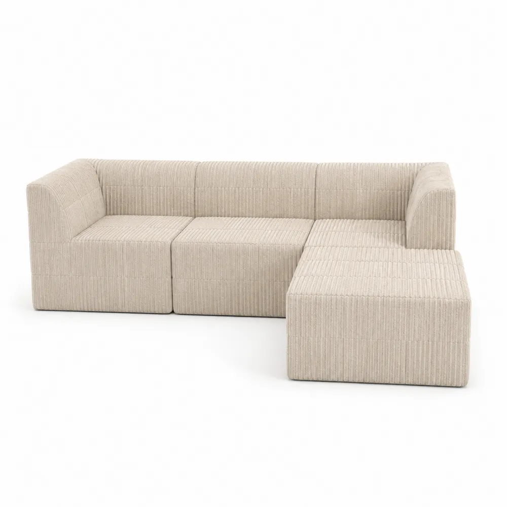 Sofa modułowa sztruksowa beżowa 300x200x90 cm