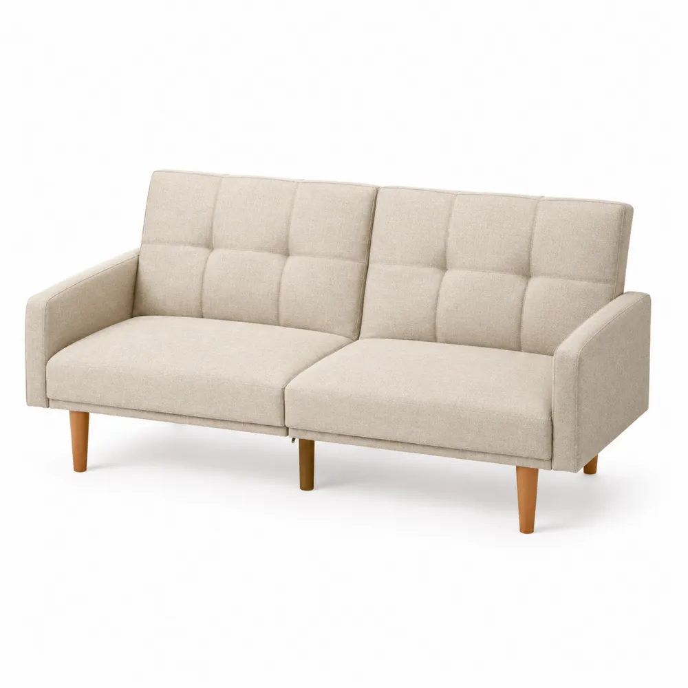 Sofa rozkładana tkanina beżowa 200x80x85cm