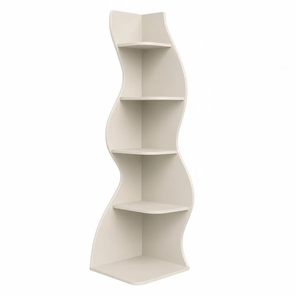 Półka narożna falista MDF 160cm Kremowa