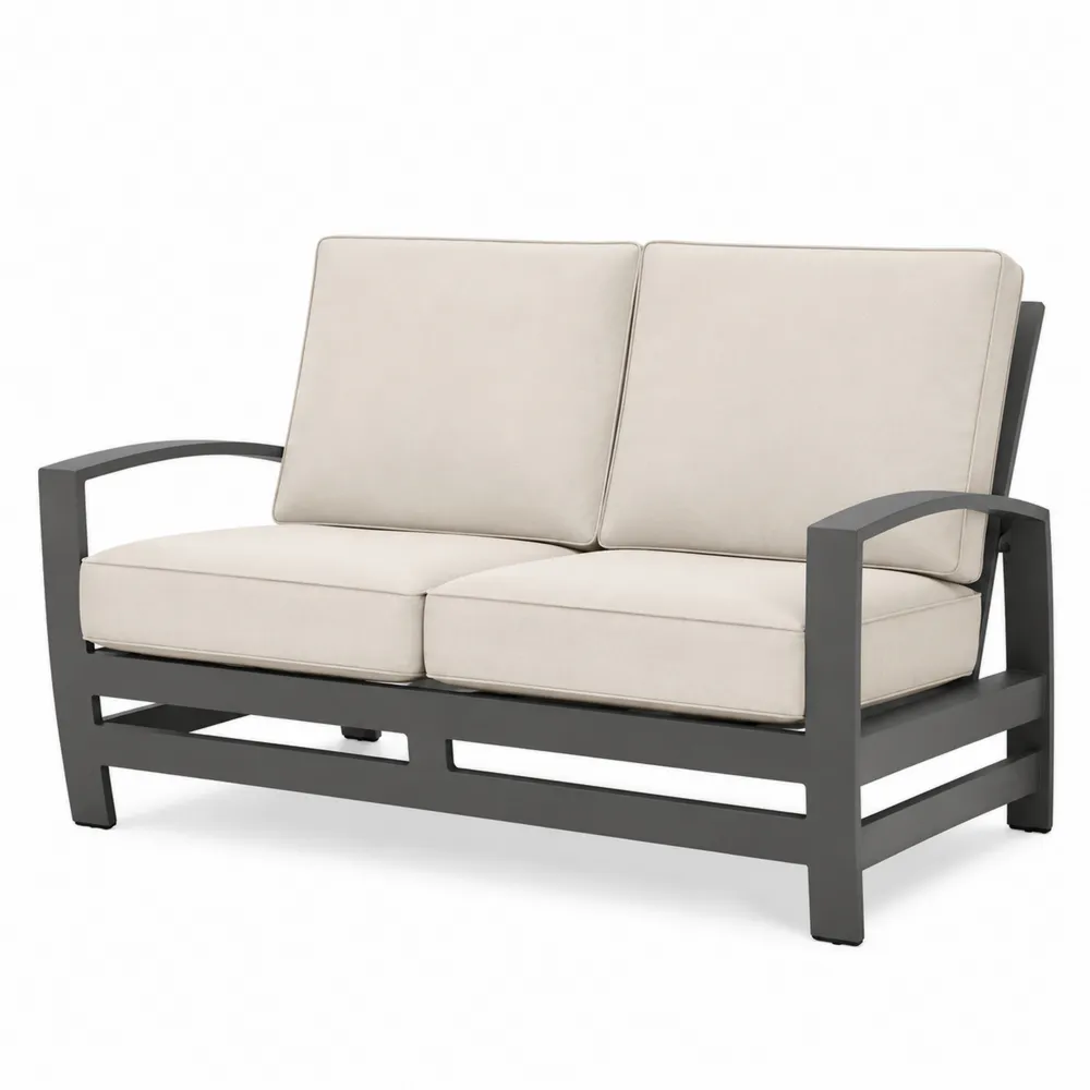 Sofa ogrodowa 2-osobowa aluminiowa Kremowy Ciemnoszary