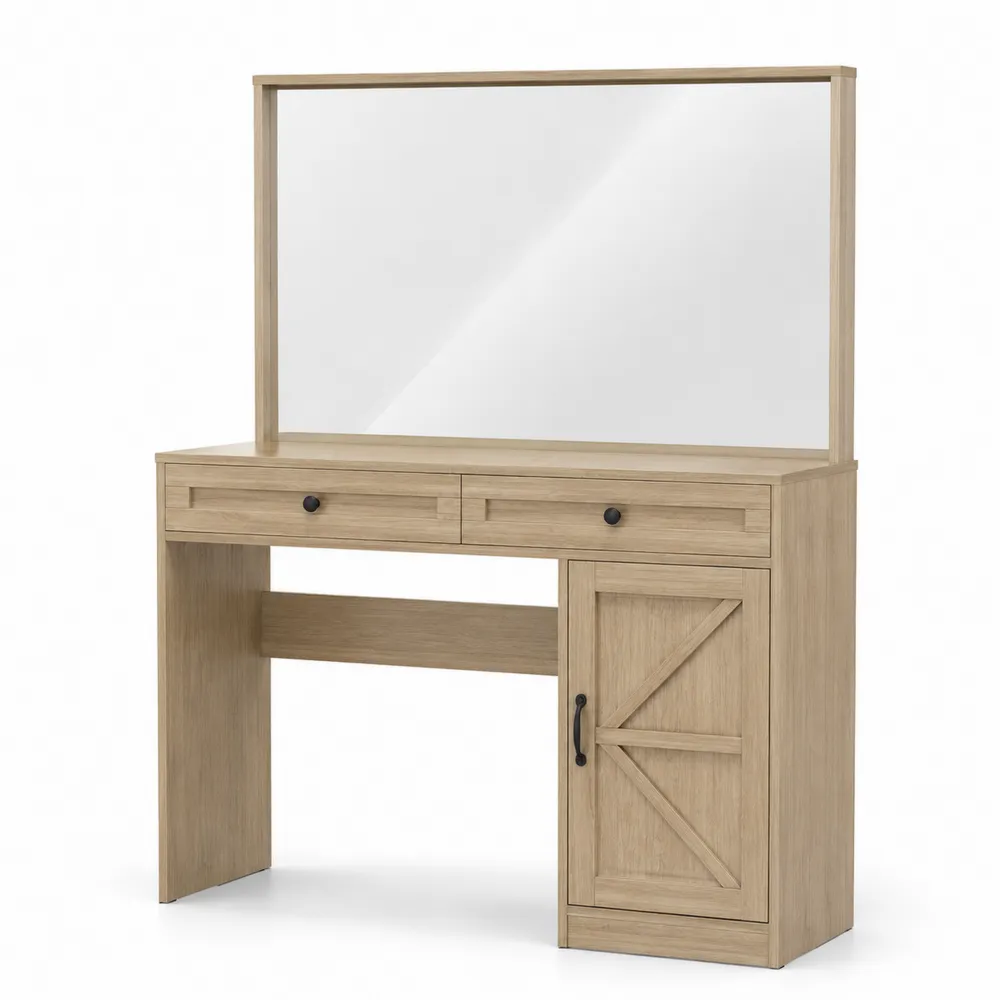 Toaletka z lustrem MDF z dębu 150x45x140 cm