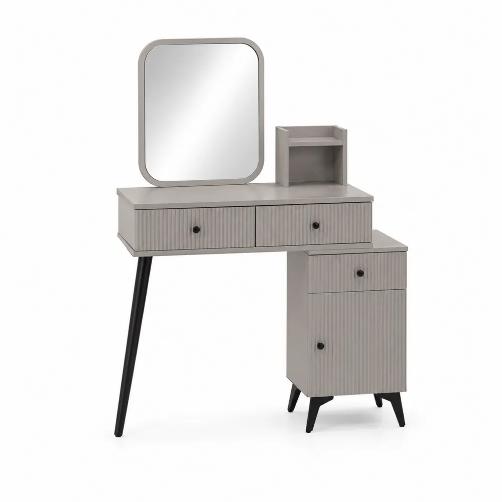 Toaletka z lustrem MDF i szkłem hartowanym 120x40x130 cm