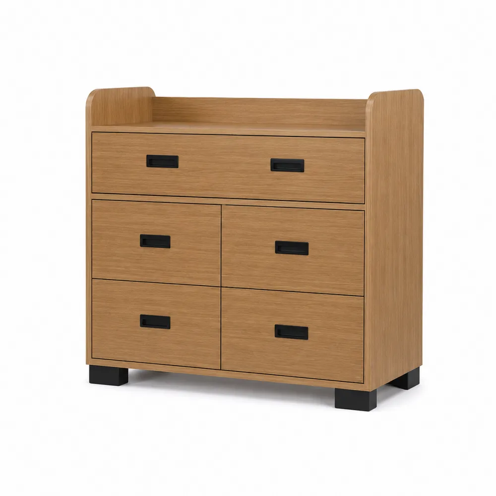 Komoda z 6 szufladami z MDF-u i litego dębu 120x45x90 cm