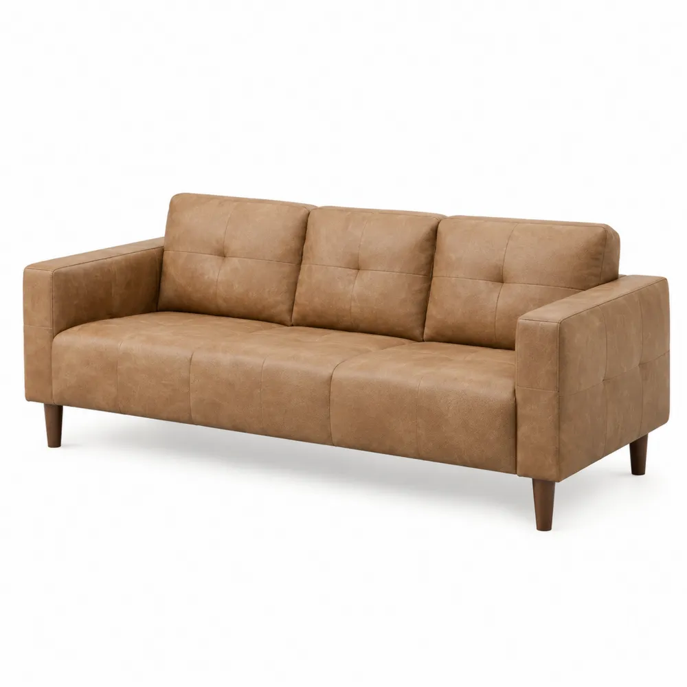 Sofa z ekoskóry brązowa 3-osobowa 200 cm