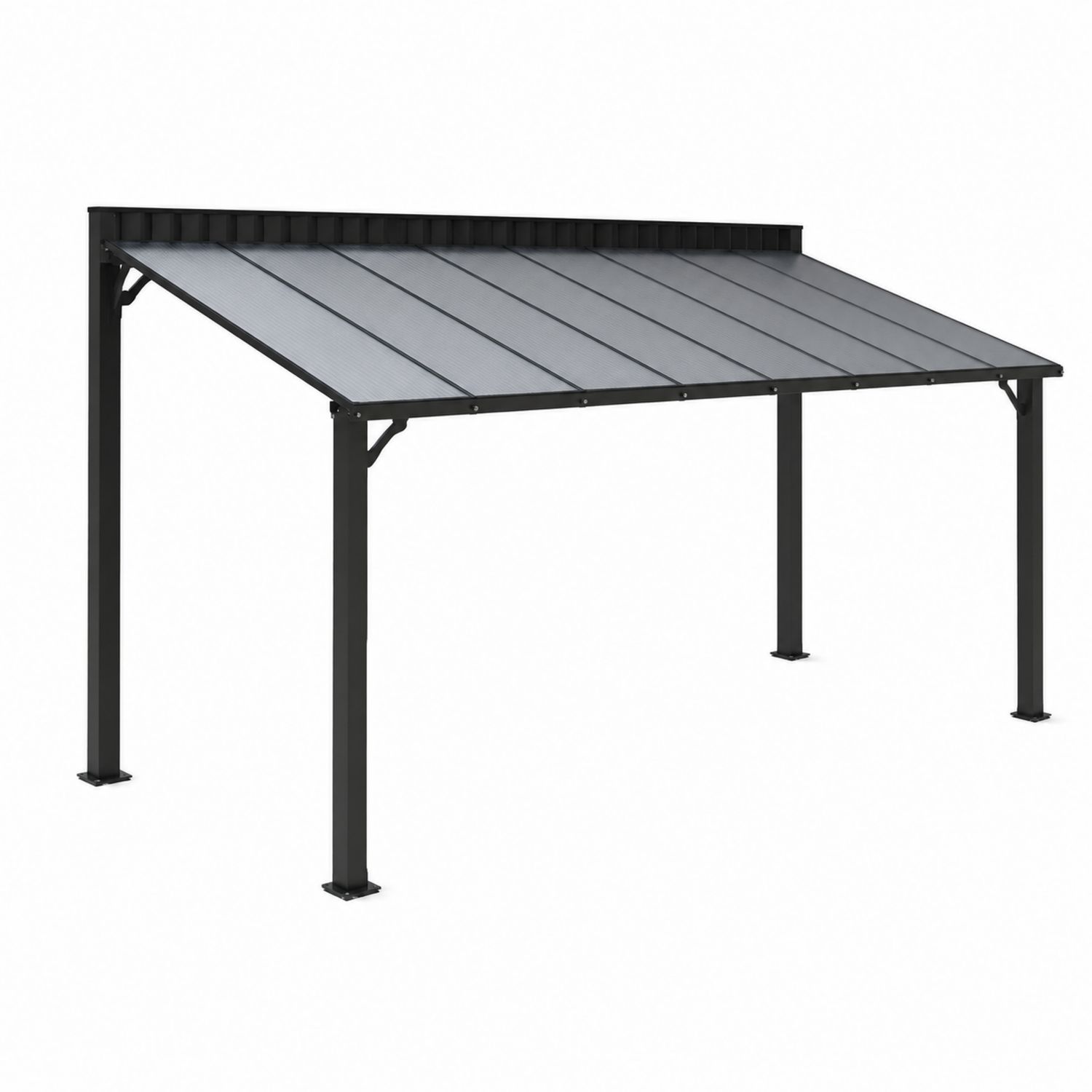 Gartenpavillon Pultdach Aluminium Polycarbonat Grau 400x300 cm