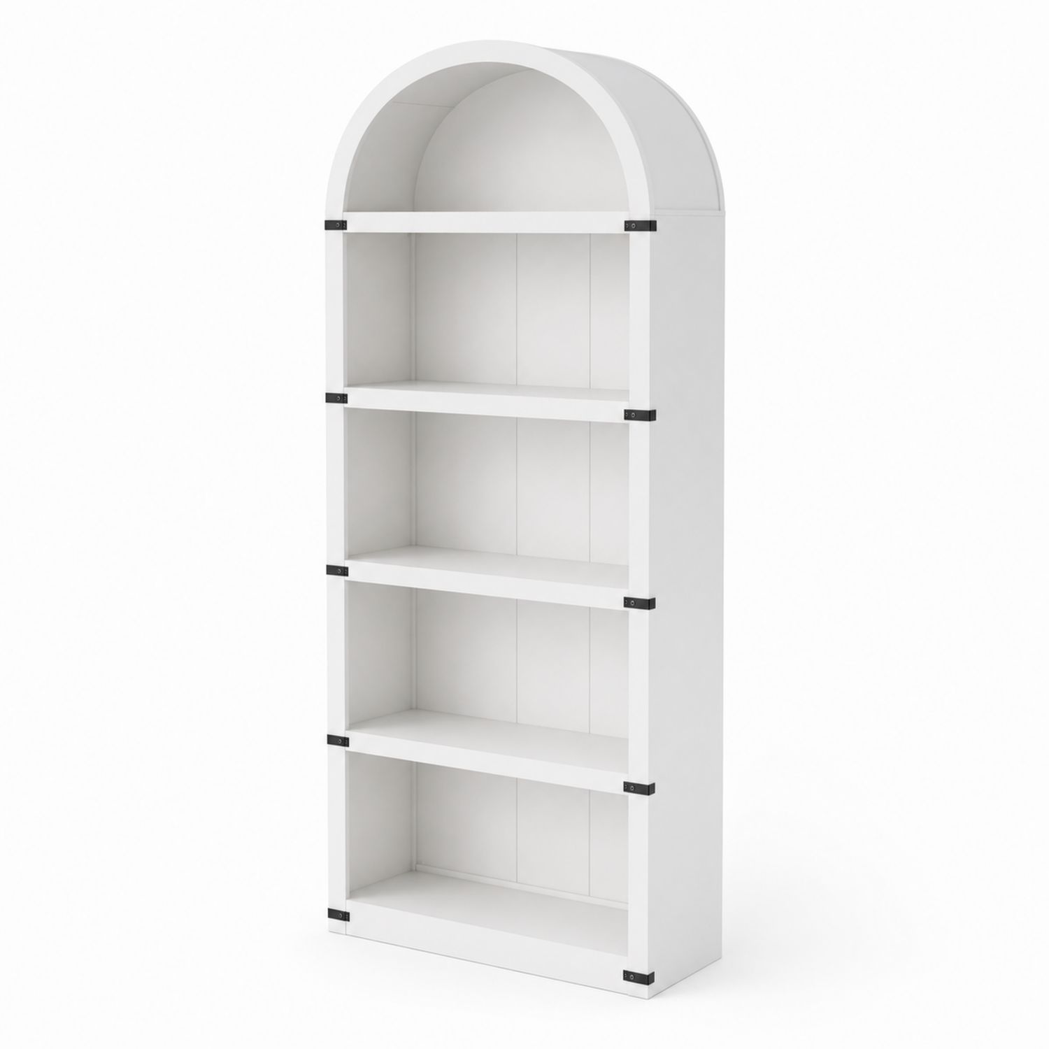 Bücherregal gewölbt 4 Regalböden MDF Weiß 180cm