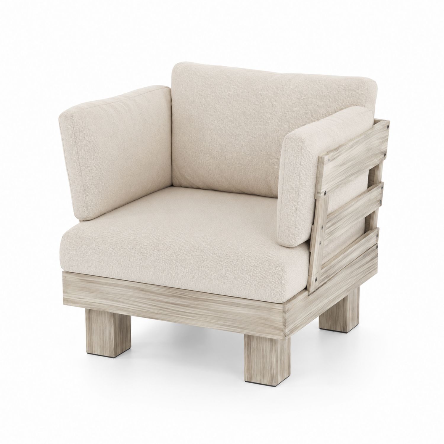 Outdoor Sessel Beige Textil Holz 75x75x70 cm