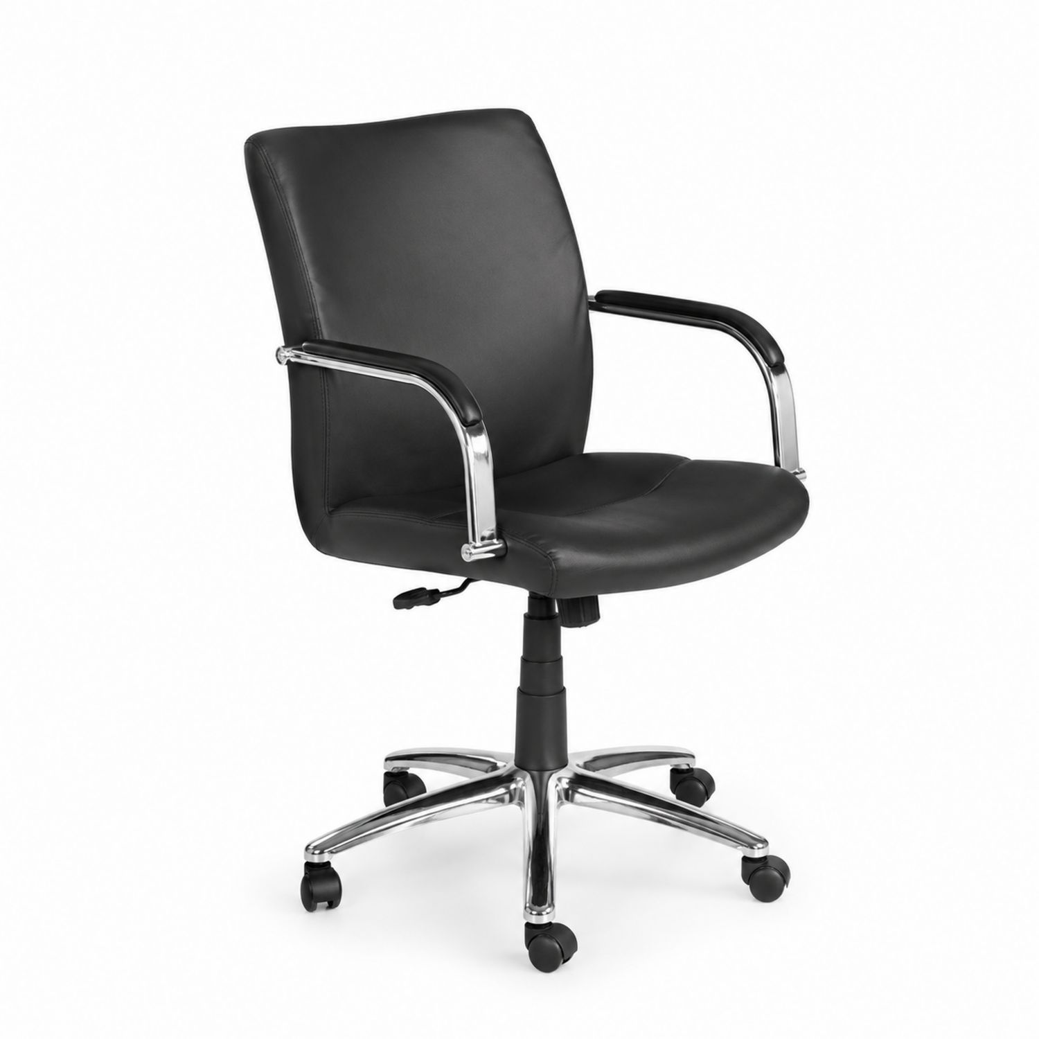 Bürostuhl Kunstleder Schwarz mit Armlehnen und Rollen