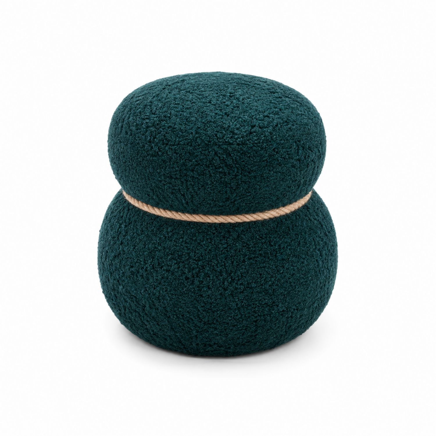 Bouclé Sitzpouf rund 40x40x45cm Grün