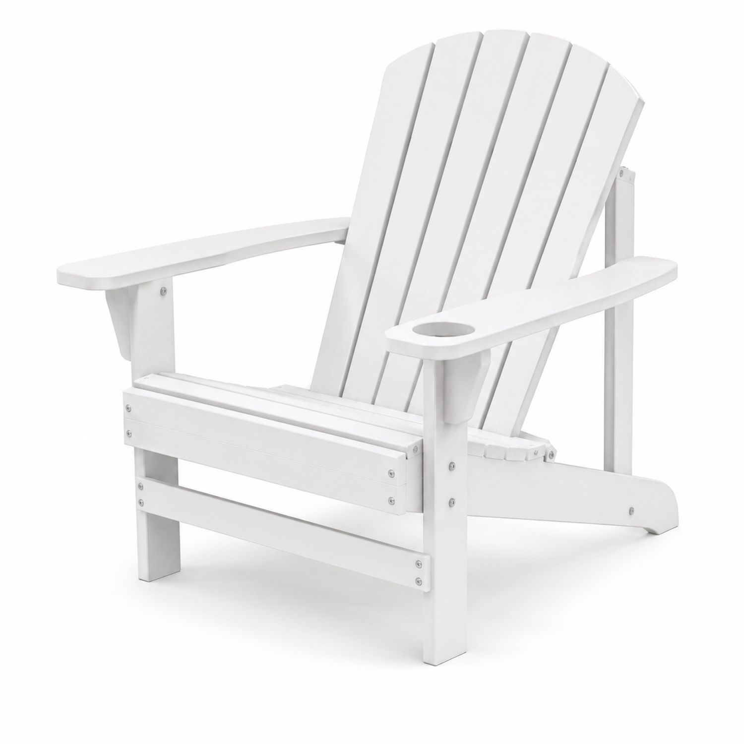 Adirondack-Stuhl aus recyceltem Polystyrol Weiß mit Getränkehalter
