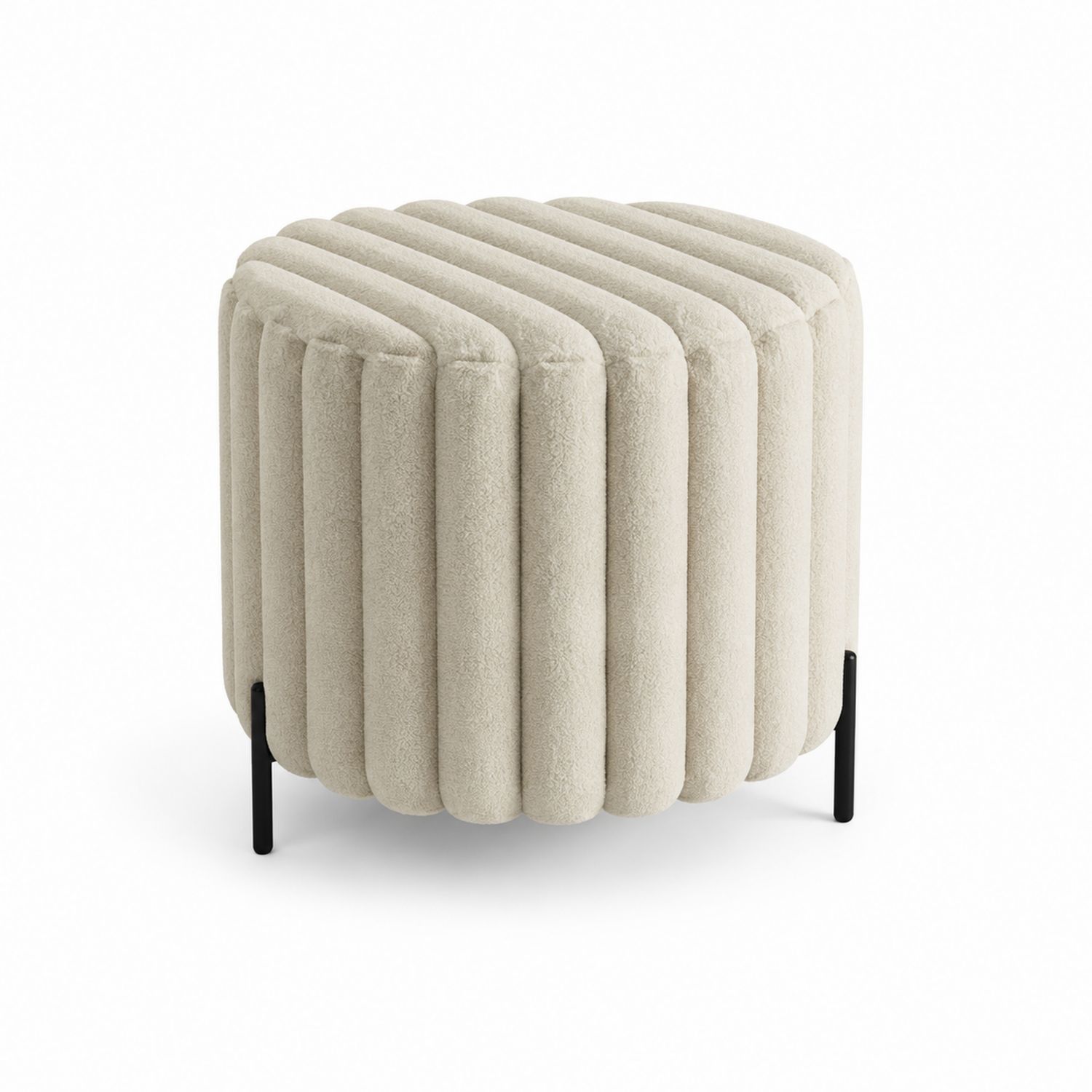 Runder Hocker 40cm Textil Beige