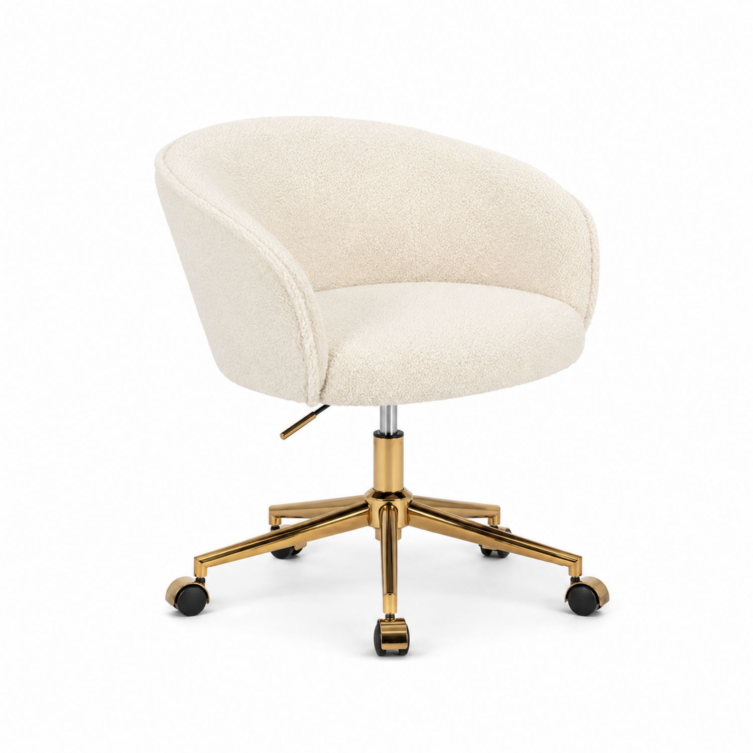 Bürostuhl Beige Bouclé mit Metallgestell und Rollen