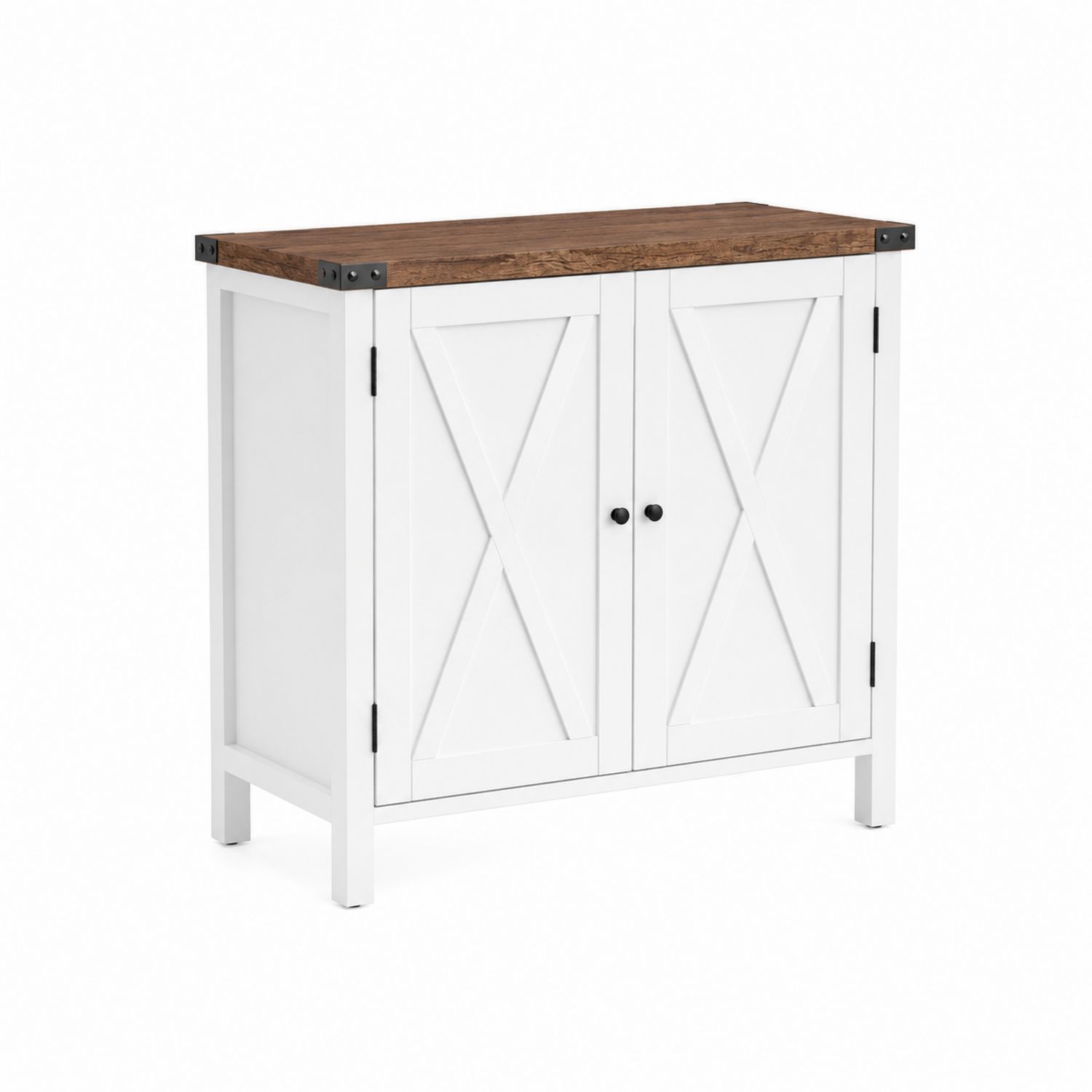 Sideboard Holz Weiß/Braun mit Doppeltür 80x30x75 cm