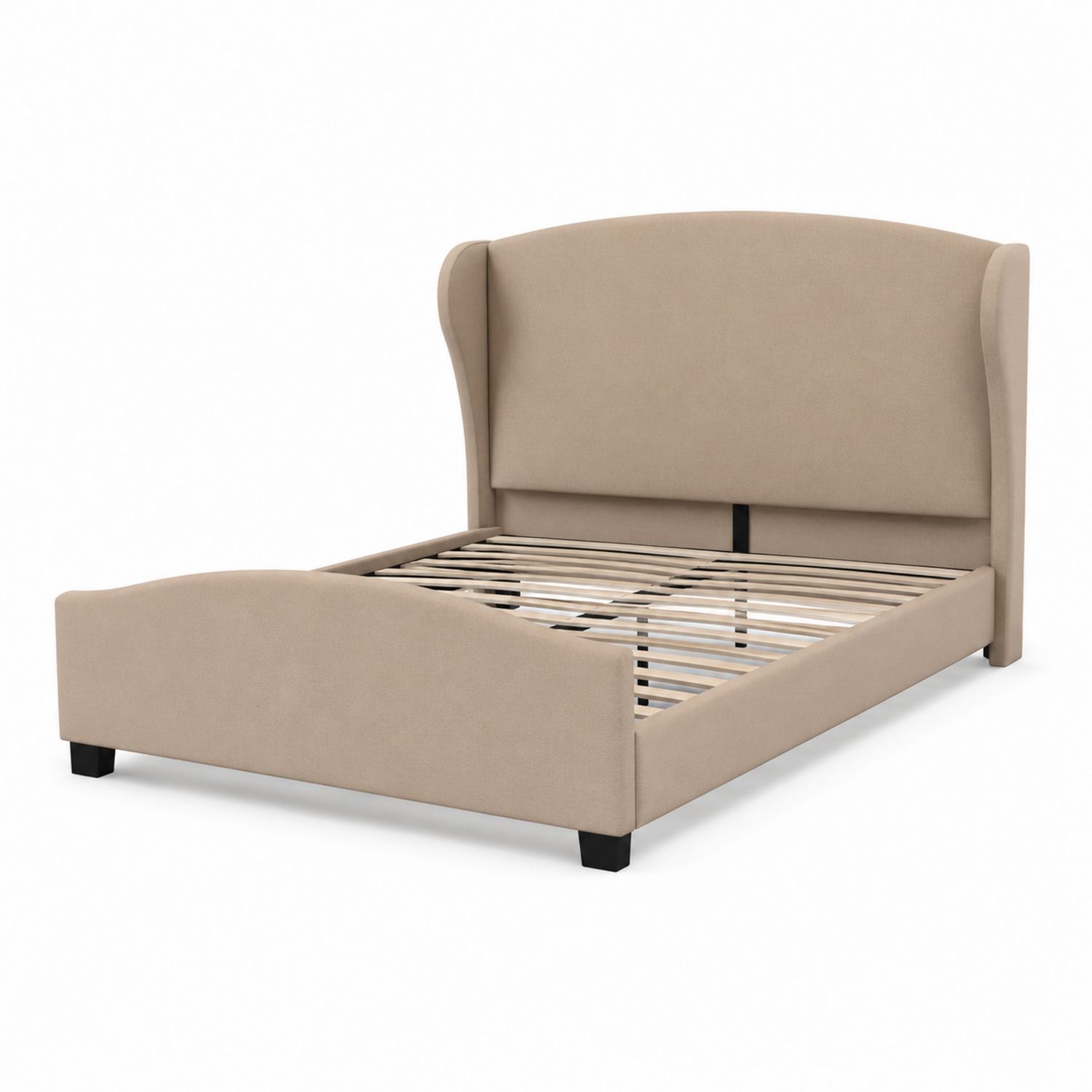 Polsterbett 200x180 cm Stoff Beige Massivholz
