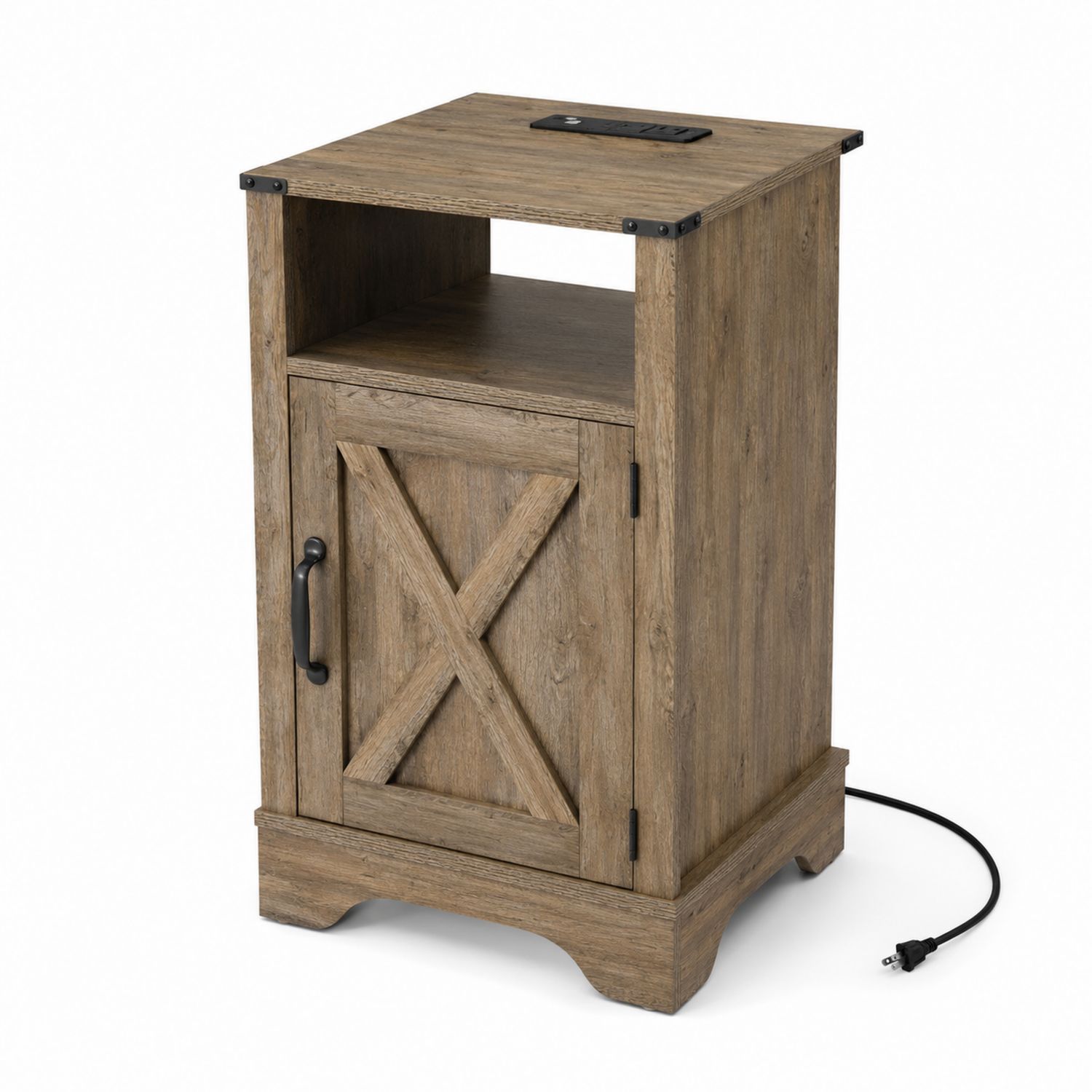Nachttisch Holz mit Tür und Regal 60x40x30cm