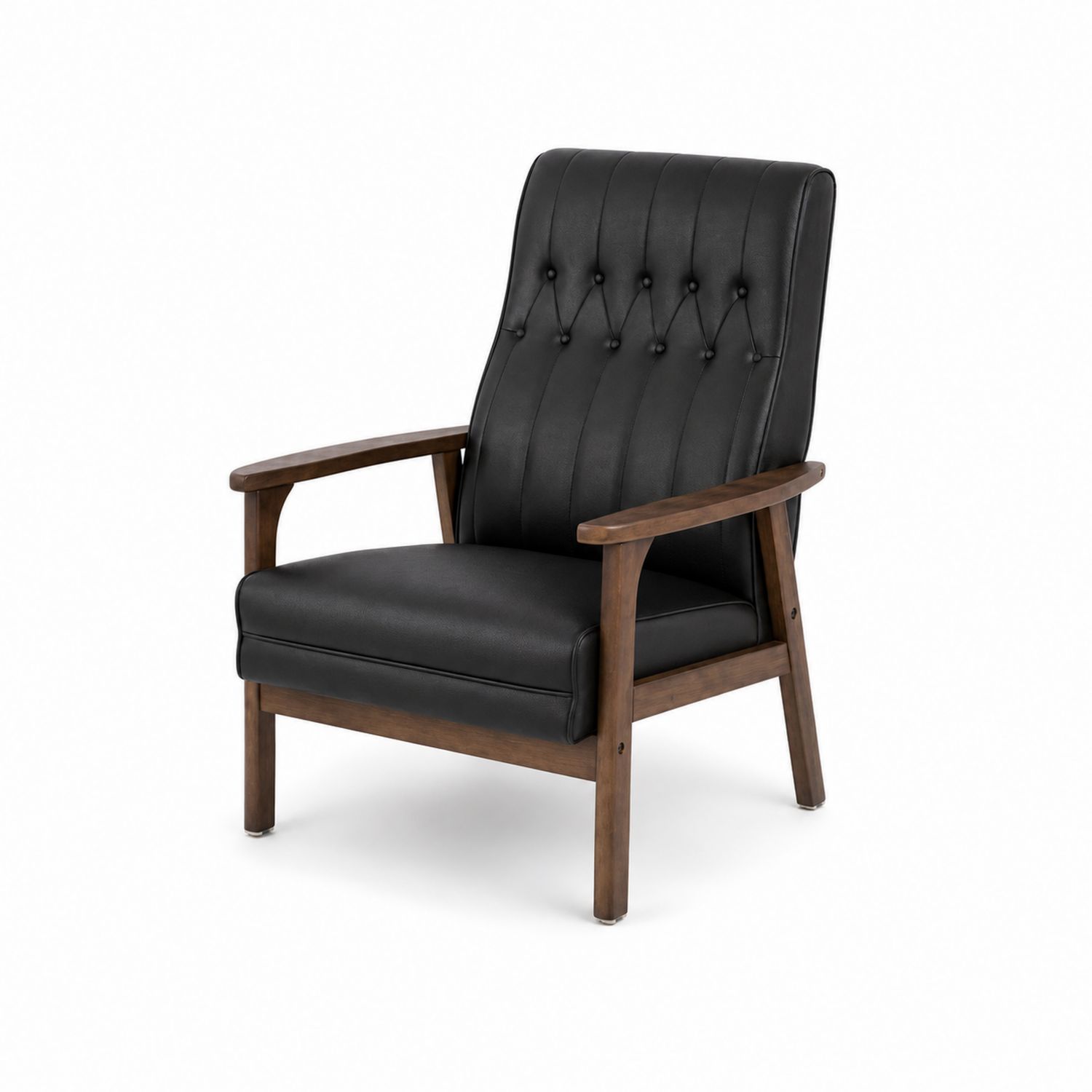Sessel Holzrahmen PU-Leder Schwarz
