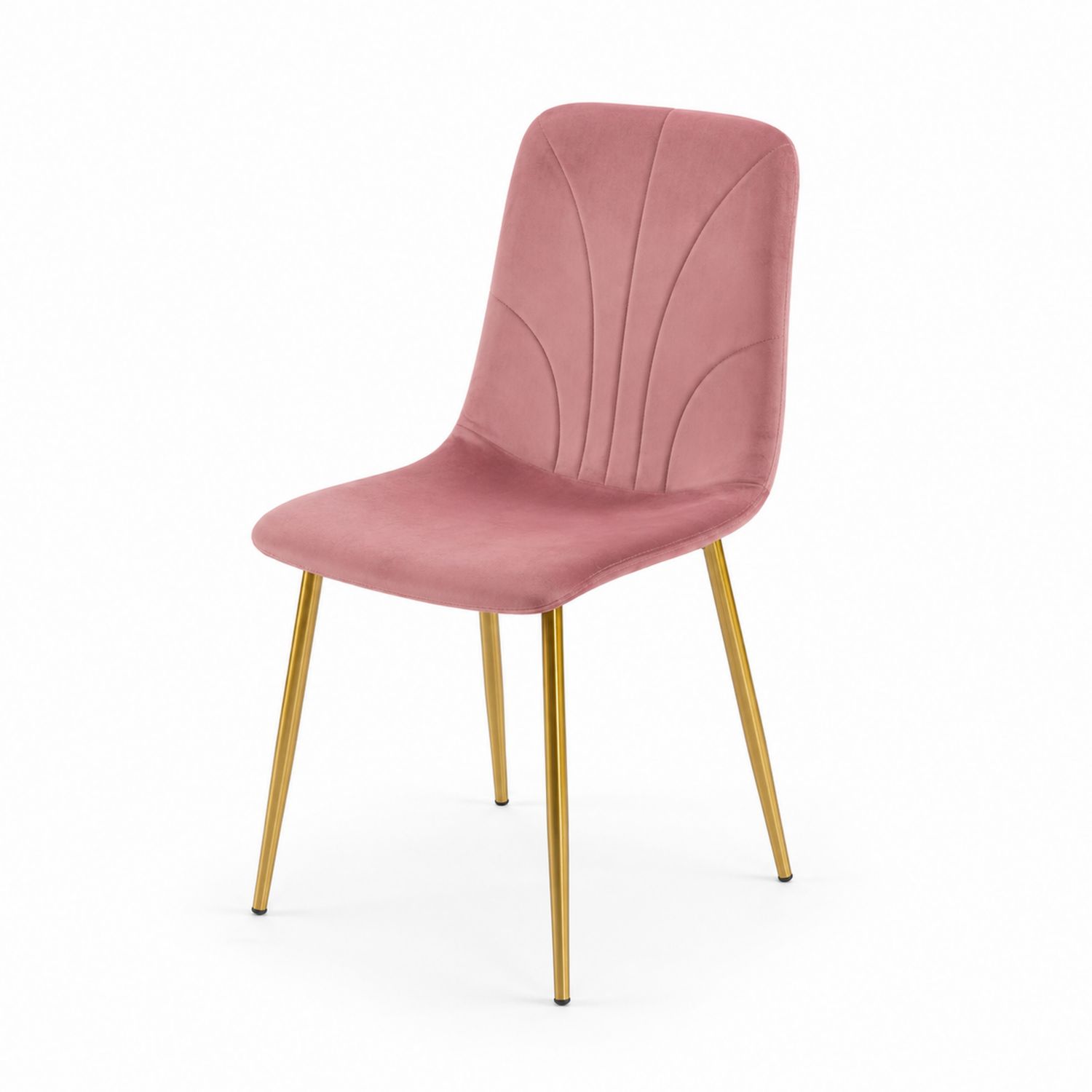 Esszimmerstuhl Samt Rosa mit Metallbeinen
