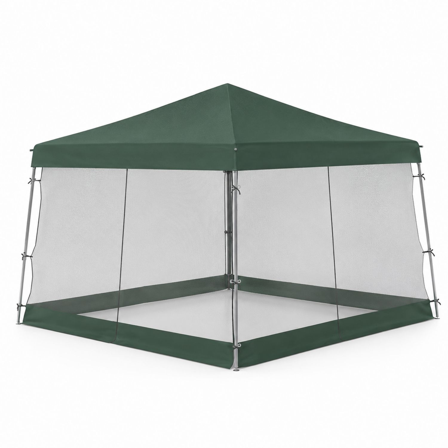 Gartenpavillon Sechseckig Stahl Polyester Dunkelgrün